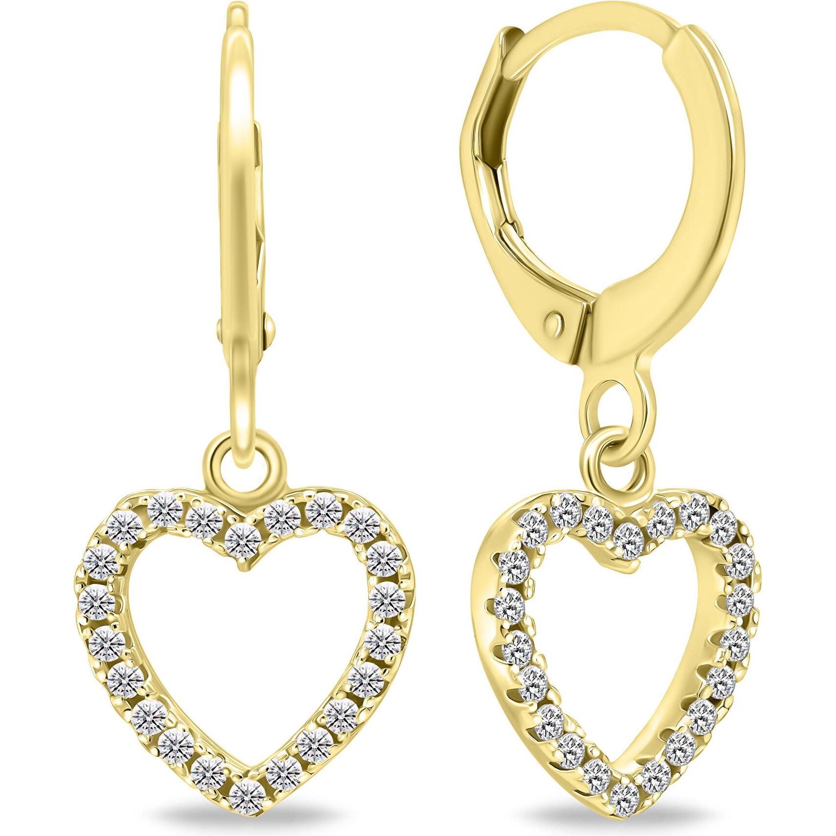 Brilio, Orecchini, Argento - Orecchini a cerchio placcati oro con cuori EA645Y