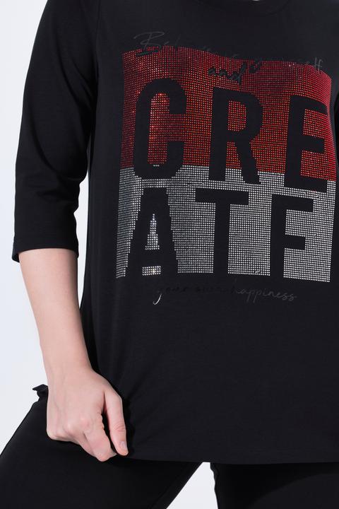 Produktbild Ulla Popken T-Shirt, Schriftmotiv, Rundhals, Stehkragen, 3/4-Arm (58)
