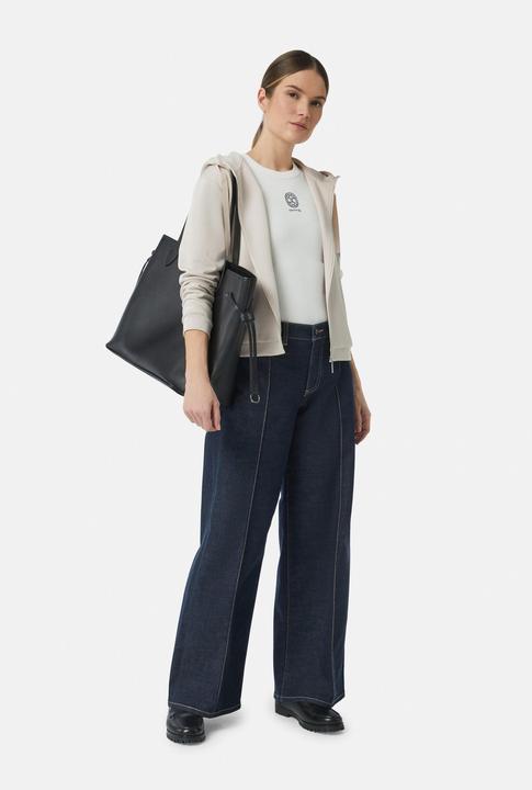 Produktbild Comma Sweatshirt Jacke Verkürzte Sweatjacke mit Kapuze und Leistentaschen (46)