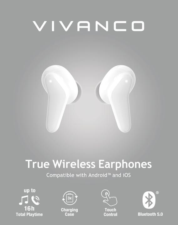 Actual product image Vivanco Fresh Pair Headset In-ear Calls/Music Bluetooth White (12 h, Wireless)