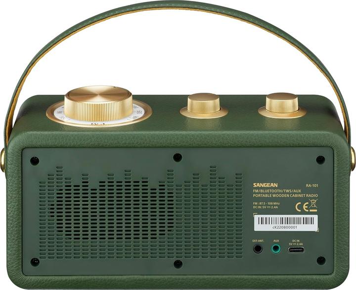 Actual product image Sangean RA-101 Rechargeable Radio FM Bluetooth®, AUX Rechargeable Green, Gold (FM, Bluetooth)
