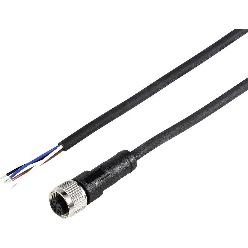 Tru Components TC-12833224 Sensor-/Aktor-Anschlussleitung M12 Kupplung, gerade 1, Elektronikkabel + Stecker, Schwarz