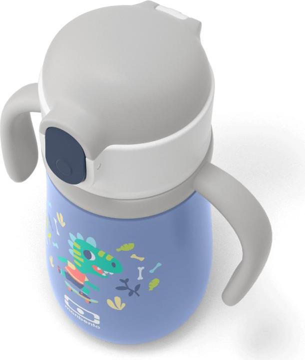 Actual product image Monbento Kids Insulated Water Bottle MB Stram Dino - 360ml - Leakproof Water Bottle with Straw - Strap & Hand (0.36 l)