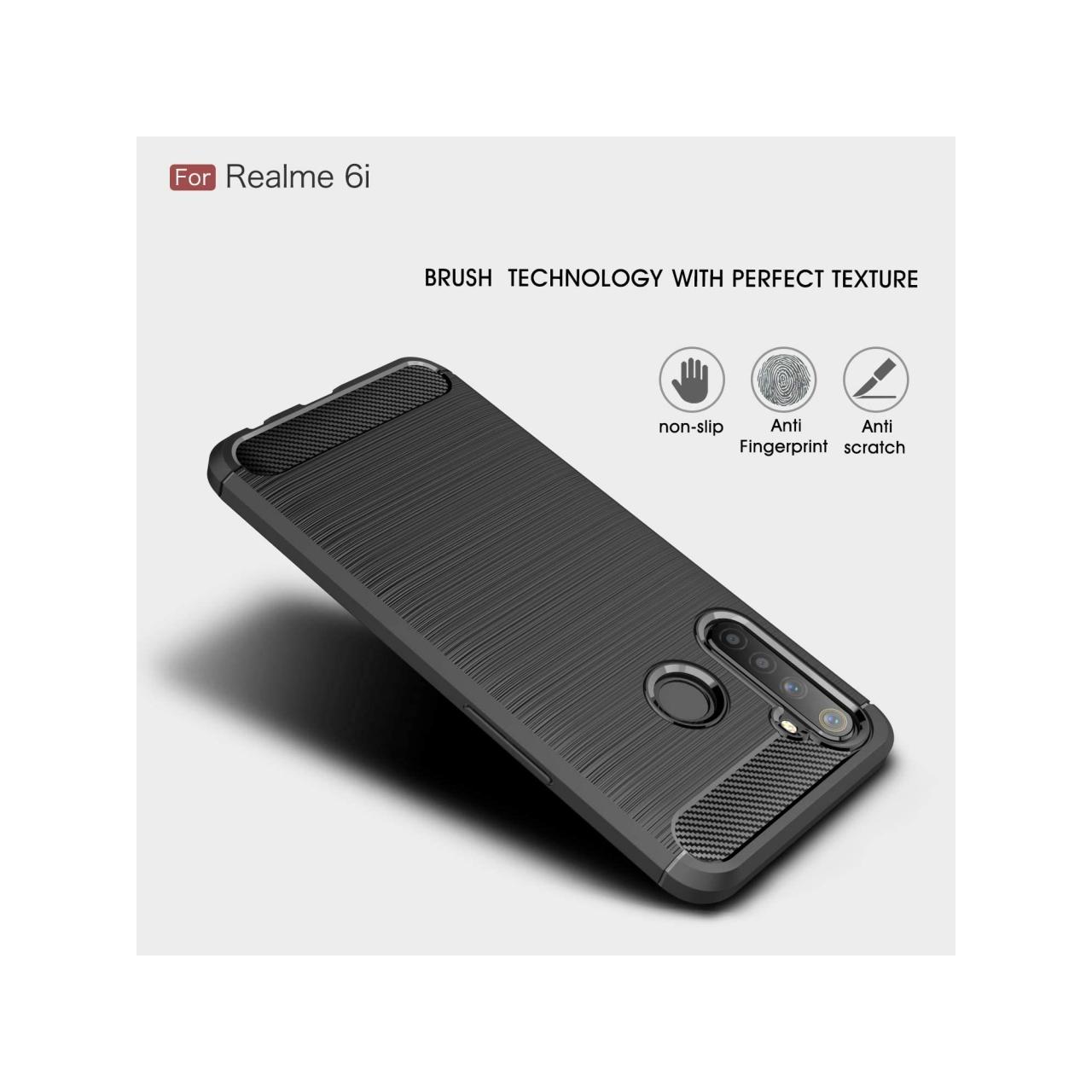 Thumbnail - Screenguard Realme 6i Hülle Carbon Brushed Soft TPU (Realme 6i), Smartphone Hülle, Schwarz