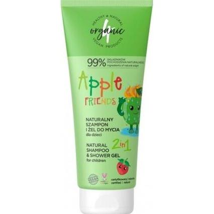4Organic, Babykörperpflege, Natural Shampoo And Cleansing Gel For Children 2In1 Apple Friends 200Ml