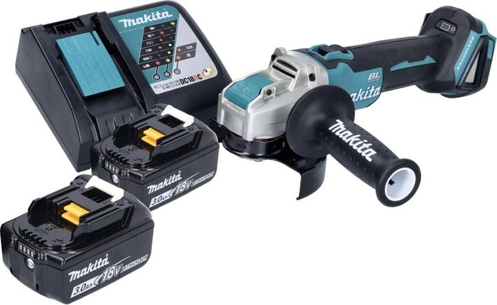 Actual product image Makita DGA 521 RFX1 Battery angle grinder 18 V 125 mm X-LOCK Brushless + 2x rechargeable battery 3.0 Ah + (125 mm)