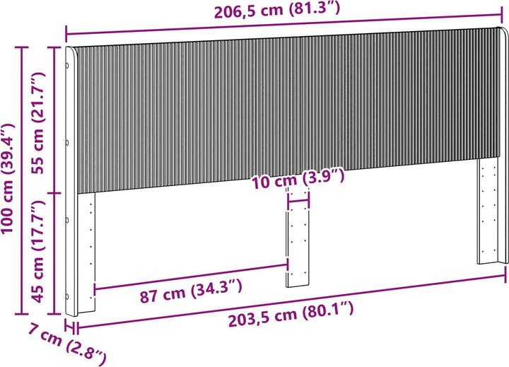 Actual product image vidaXL Modernes Kopfteil (206.50 x 7 x 100 cm)