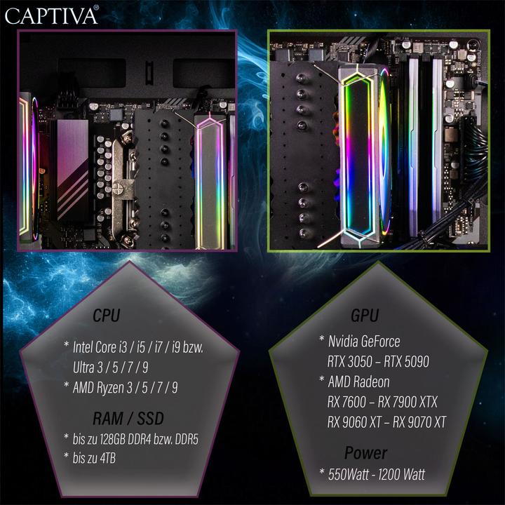 Produktbild Captiva R91-526 (AMD Ryzen 7 5700X, 32 GB, 1 TB, GeForce RTX 5060)