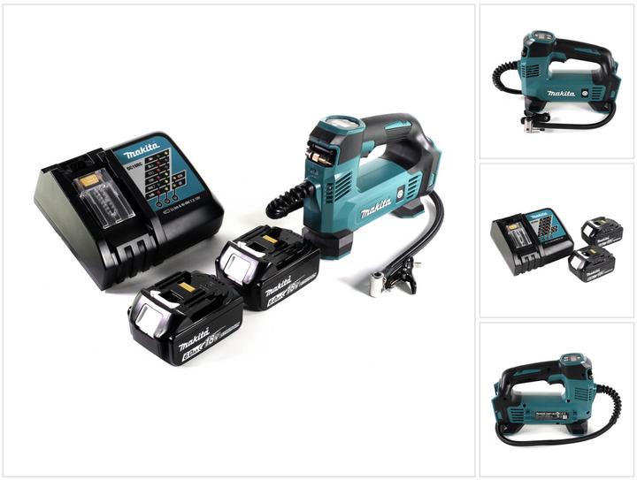 Immagine prodotto Makita DMP 180 RG Compressore a batteria 18 V 8.3 bar + 2x batteria 6.0 Ah + caricatore (8.30 bar, 12 l)