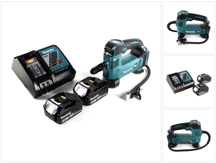 Immagine prodotto Makita DMP 180 RG Compressore a batteria 18 V 8.3 bar + 2x batteria 6.0 Ah + caricatore (8.30 bar, 12 l)