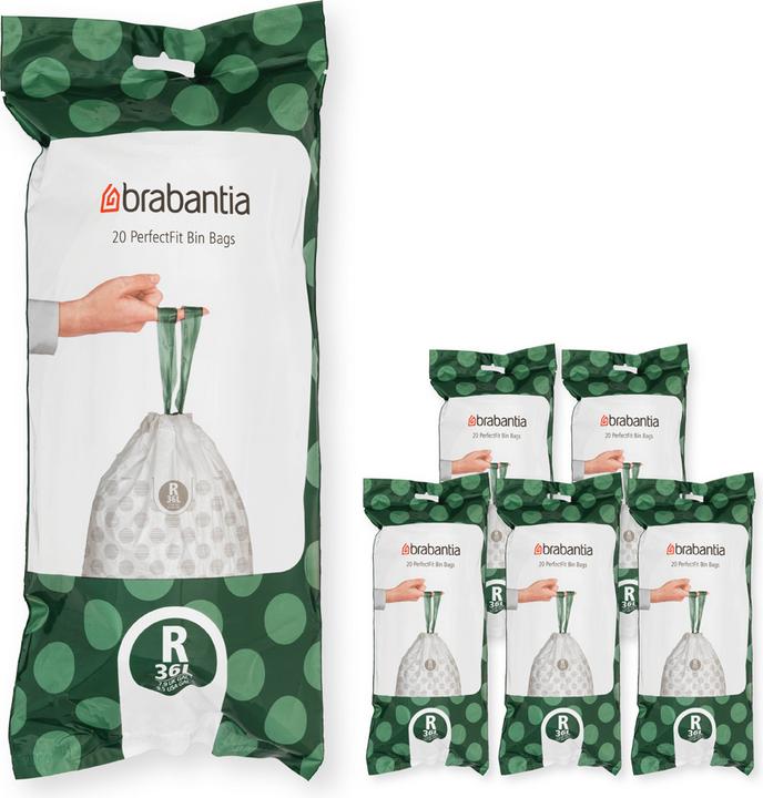 Actual product image Brabantia PerfectFit Vuilniszakken - 36 l - Code R - 6 rolls x 20 stuks (120 x, 36 l)