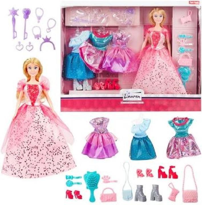 Actual product image Toi-Toys Lauren doll party with clothing set (3 sets)