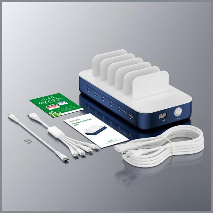 Produktbild 4smarts Ladestation Team 100W 5C/1A inkl. 6 Kabel (100 W, 6 Ports)