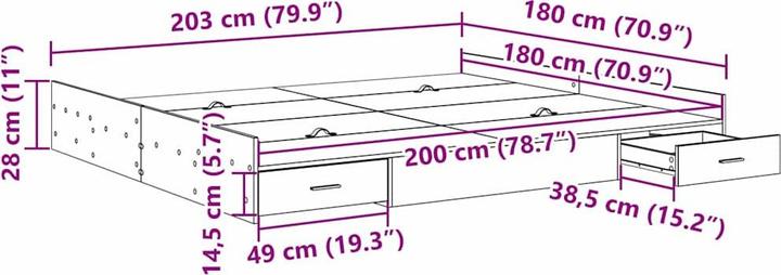 Actual product image vidaXL Moderner Bettrahmen (180 x 200 cm)