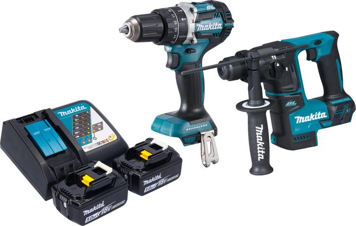 Makita Kit combiné sans fil DLX 2278 RT + perceuse à percussion DHP 484 54 Nm + marteau perforateur DHR