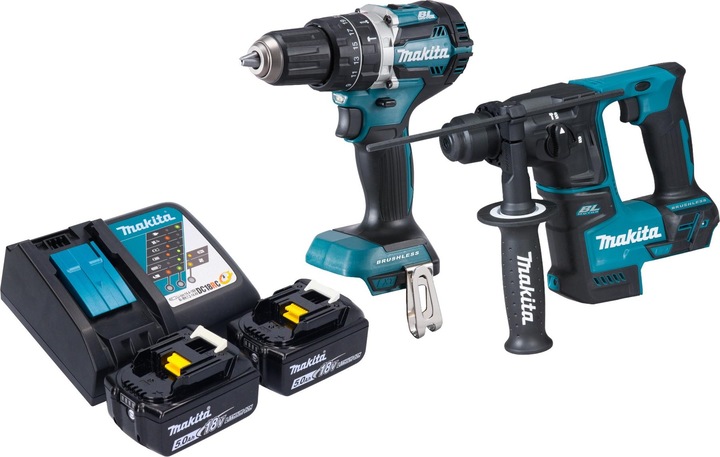 Image du produit Makita Kit combiné sans fil DLX 2278 RT + perceuse à percussion DHP 484 54 Nm + marteau perforateur DHR