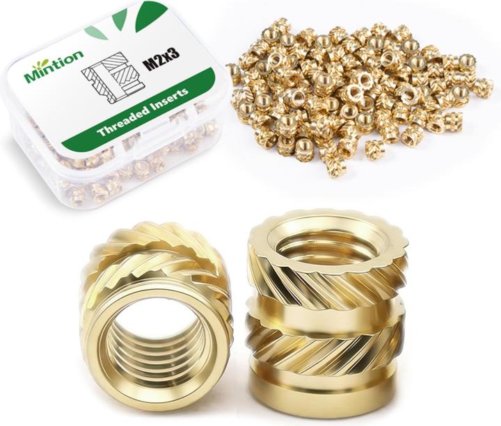 Purecrea M2×3mm Gewindeeinsätze Messing Heat Insert 100Stk (M2)