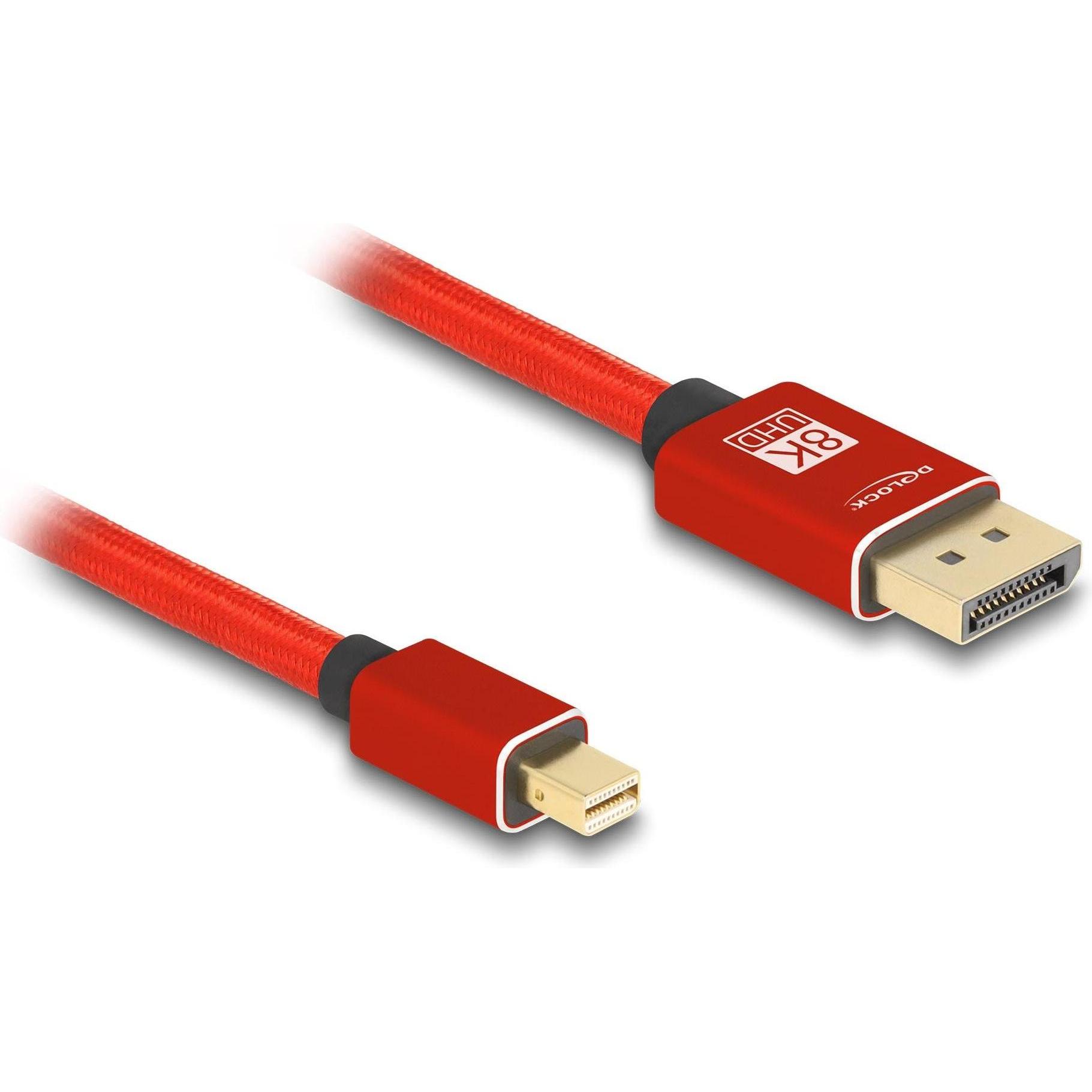 Delock Mini DisplayPort zu DisplayPort Kabel 8K 60 Hz 1 m ro (1 m, DisplayPort), Video Kabel