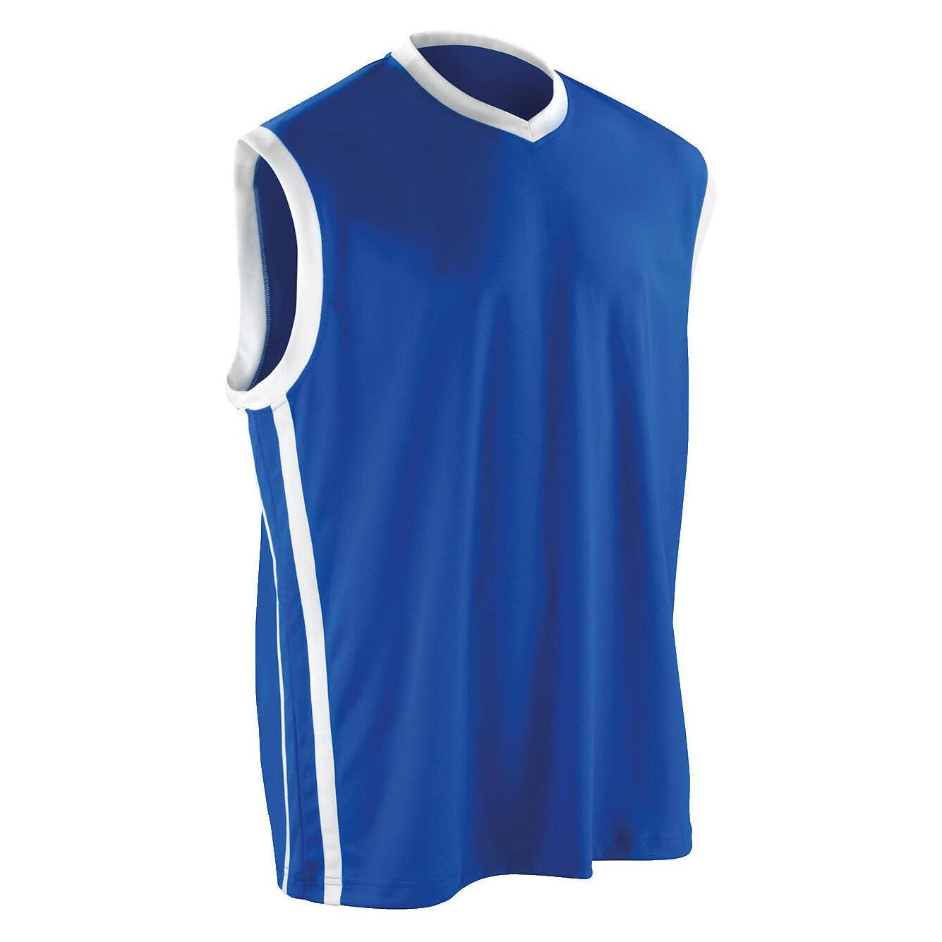Spiro, Herren, Sportshirt, Men's Basketball Quick Dry Top (Xl), Blau, Mehrfarbig, Weiss, Xl