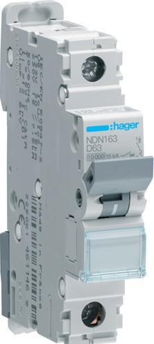 Produktbild Hager HAG NDN163 LS-Schalter 1P 10kA D-63A 1M