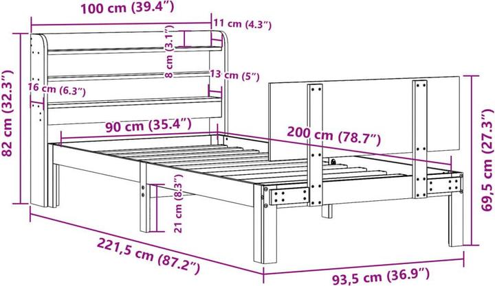 Immagine prodotto vidaXL Bettgestell (90 x 200 cm)