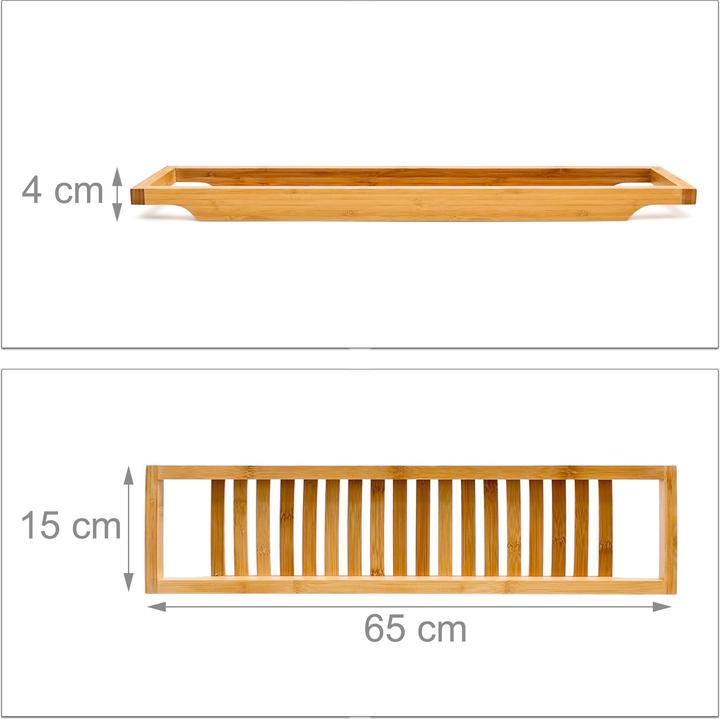Actual product image Relaxdays Bamboo bathtub shelf (65 x 15 x 4 cm)