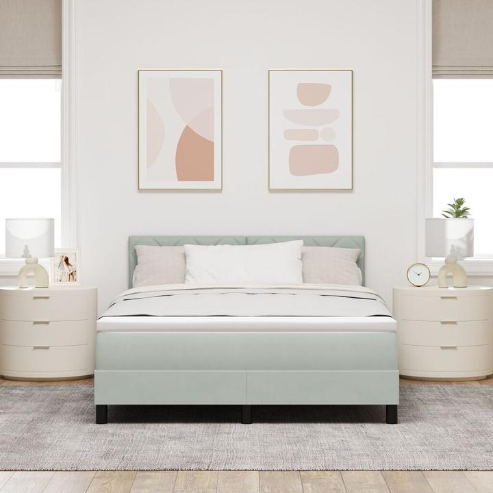 Produktbild VidaXL Boxspringbett mit Matratze Hellgrau 140x200 cm Samt (140 x 200 cm)
