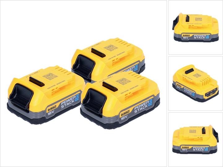 Productafbeelding DeWalt Accuset DCBP 034 E3 3x Powerstack accu 18 V 1,7 Ah / 1700 mAh XR Li-Ion - met laadindicator (18 V)