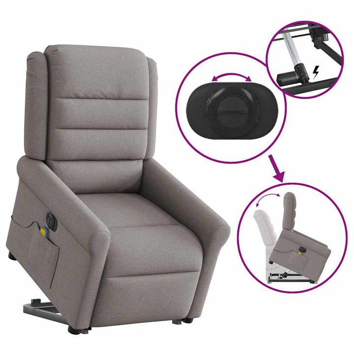 Actual product image VidaXL Electric massage chair with stand-up aid Taupe fabric
