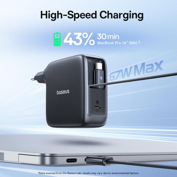 Produktbild Baseus EnerCore CJ21 Charger Retractable 3C 67W EU Black (67 W, 3 Ports)