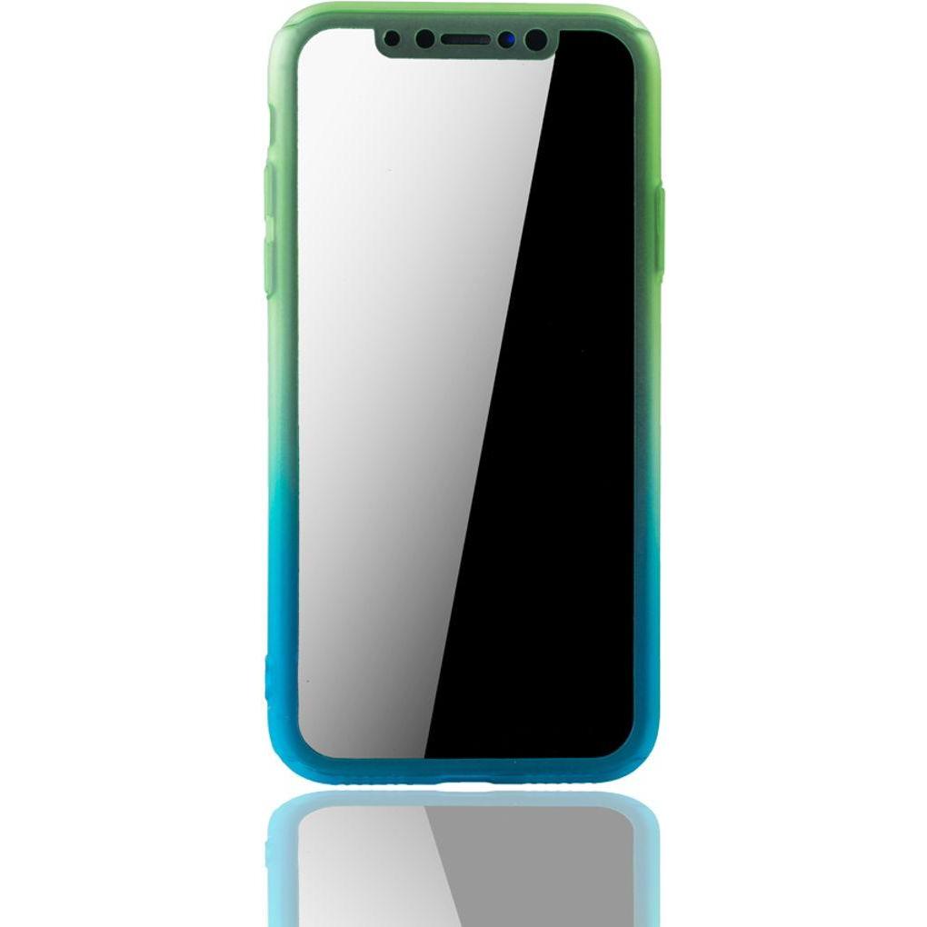Thumbnail - König Design Hülle Handy Schutz für Apple iPhone XS Full Case Cover Displayschutz Bumper Blau (Apple iPhone XS), Smartph...