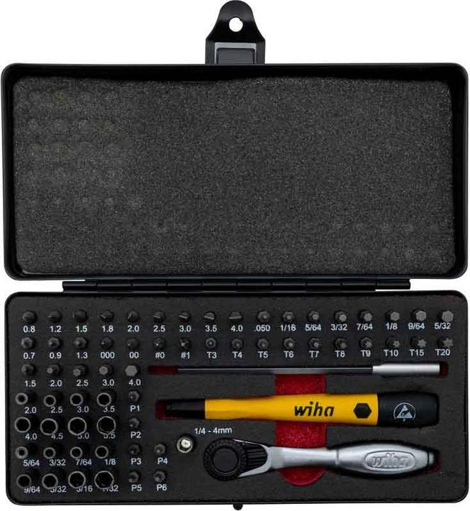 Image du produit Wiha Micro Bit Set 65 pcs. incl. boîte de rangement Jeu de tournevis de mécanique de précision (Clé Allen)
