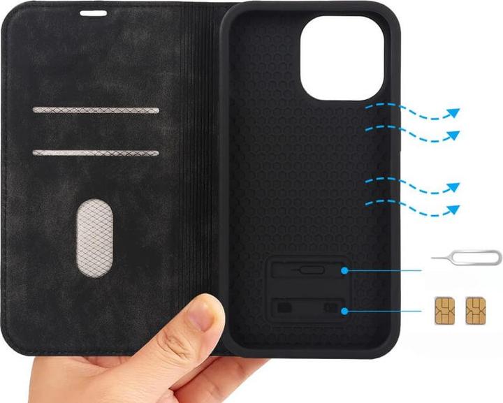 Actual product image Cover-Discount iPhone 15 - MagSafe Flip Case RFID black (Apple iPhone 15)