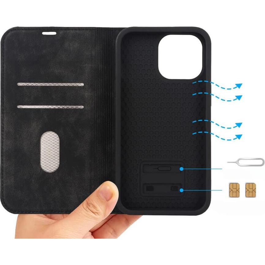 Thumbnail - Cover-Discount iPhone 15 Pro - MagSafe Flip Case RFID schwarz (Apple iPhone 15 Pro), Smartphone Hülle, Schwarz