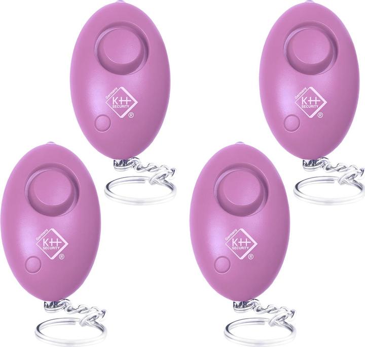 KH Security 4er-Set Personenalarm inkl. LED-Licht, 120dB, pink