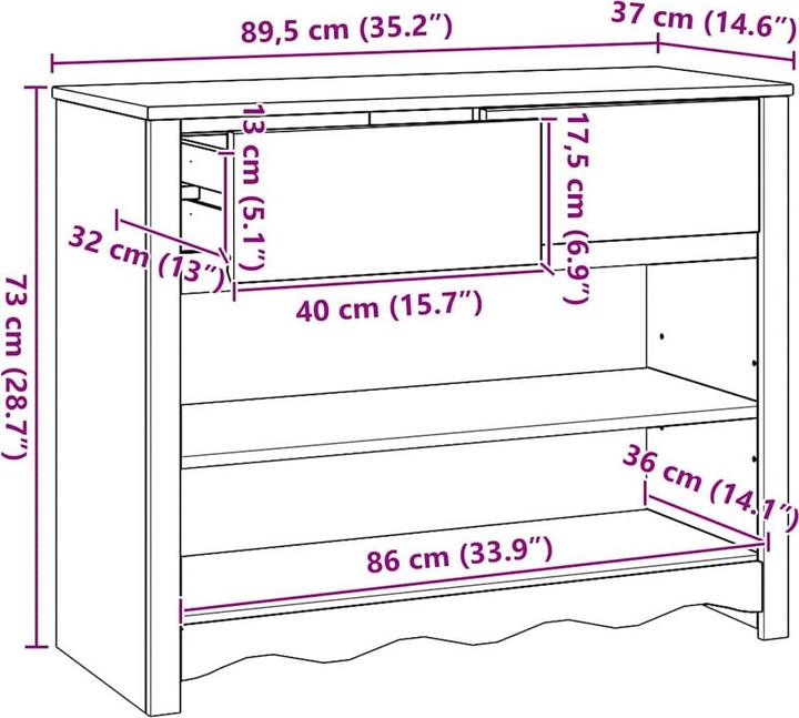 Image du produit vidaXL Konsolentisch (89.50 x 37 x 73 cm)