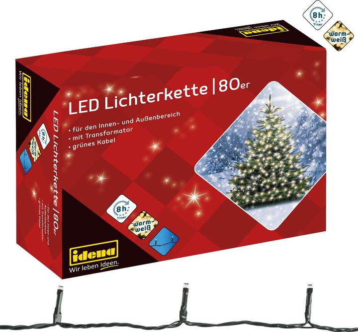 Produktbild Idena LED-Lichterkette 80er warmweiss,f.Aussen (16 m)