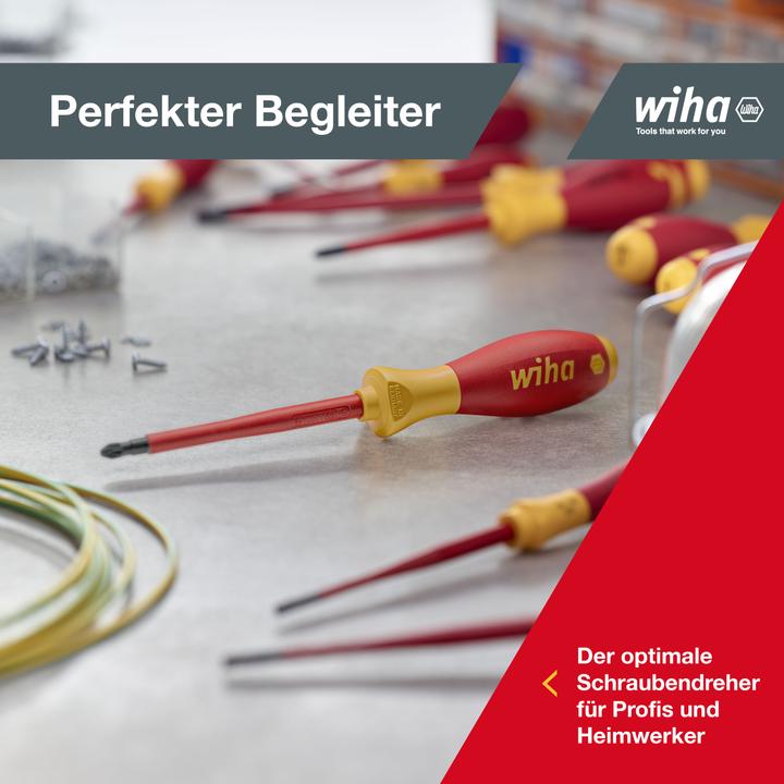 Actual product image Wiha VDE screwdriver set 6 pieces (Slotted screws, Pozidriv cross recess (PZ))