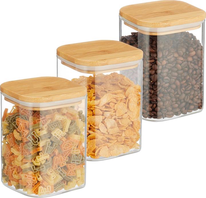 Immagine prodotto Relaxdays 3x barattolo di stoccaggio (0.90 l)