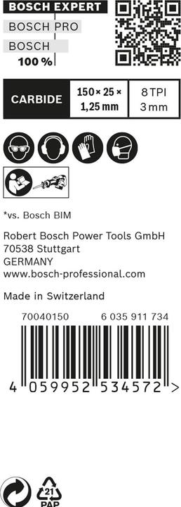 Productafbeelding Bosch Professional Zubehör Expert 'Thick Tough Metal' S 955 CHC reciprozaagblad, 10 stuks