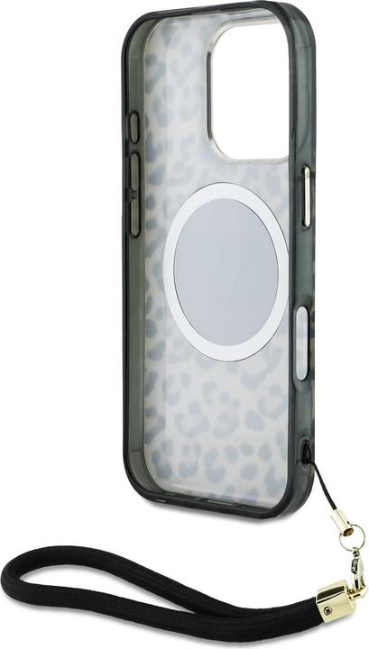 Immagine prodotto Guess HC IML Leopard Triangle Cord Strap Custodia MagSafe per iPhone 16 Pro Max - Marrone (Apple iPhone 16 Pro Max)