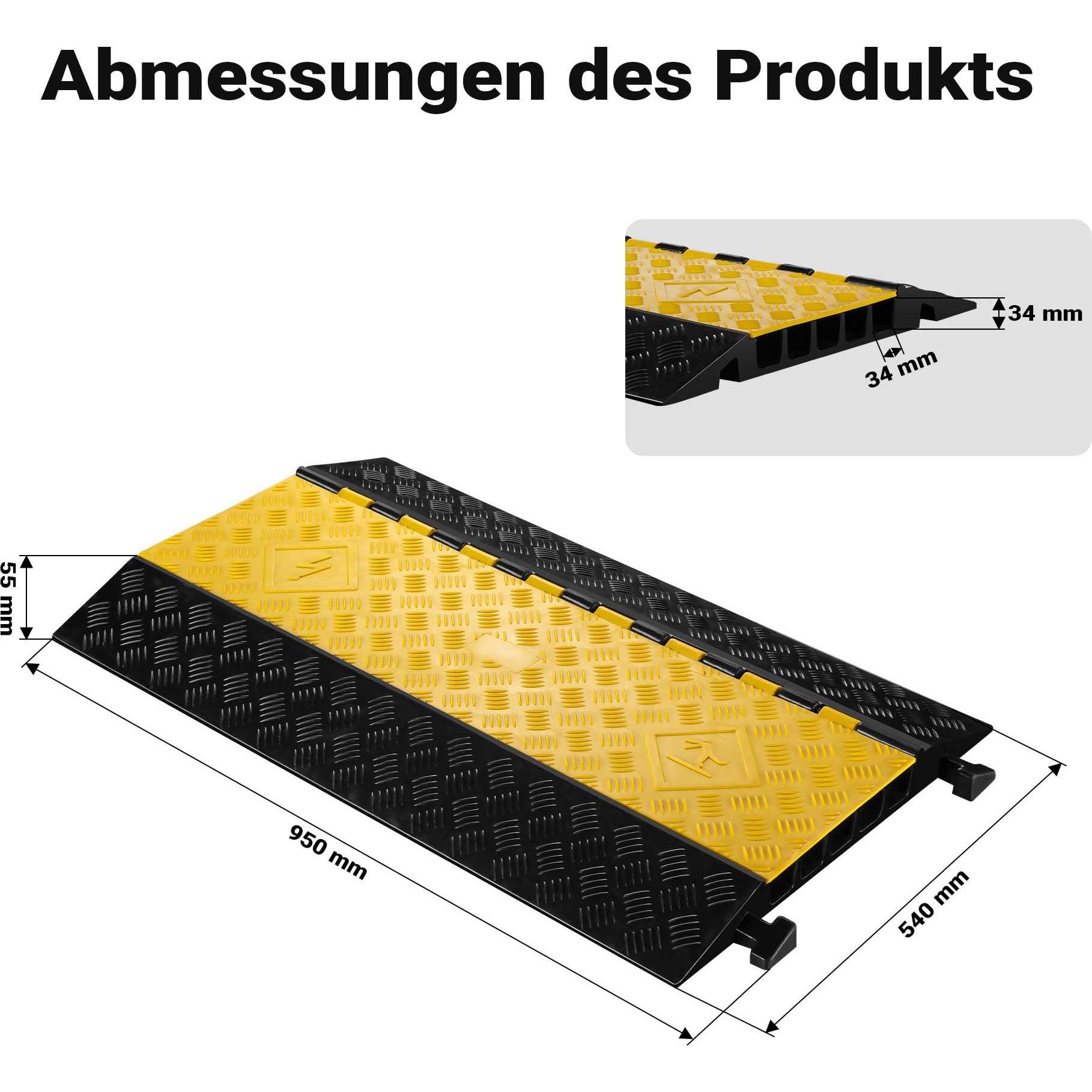 Thumbnail - Wiltec, Kabelschutz + Kabelführung, Kanal Kabelbrücke 50t 40km/h Überfahrschutz 95x54x5,5cm Kabelkanal Kabel (Kabelkanal...