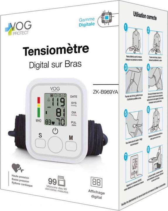 Immagine prodotto Vog Protect Misuratore di pressione digitale per la parte superiore del braccio (Sfigmomanometro per braccio)