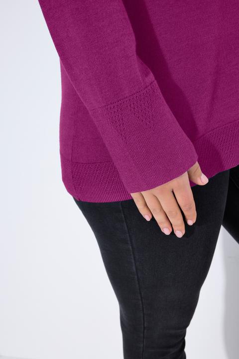 Image du produit Ulla Popken Damen grosse Grössen Pullover, Stehkragen, Langarm, Rippbündchen beere 58+ 822010827-58+ (58)