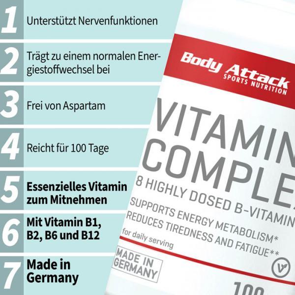 Valori nutrizionali e ingredienti Body Attack B-Complex (100 Caps) (100 pz.)