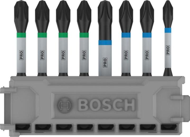 Produktbild Bosch Professional Zubehör PRO Impact gemischtes Set, PH1, PH2(x2), PH3, PZ1, PZ2(x2), PZ3, 55 mm, 8-tlg. (Innensechskant, Kreuz Pozidriv PZ)