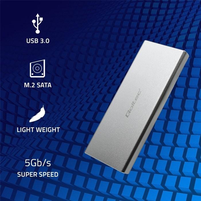 Actual product image Qoltec Aluminiowa Obudowa | Kieszeń na dysk M.2 SSD | SATA | NGFF | USB 3.0 | Super speed | 2TB | (M.2)