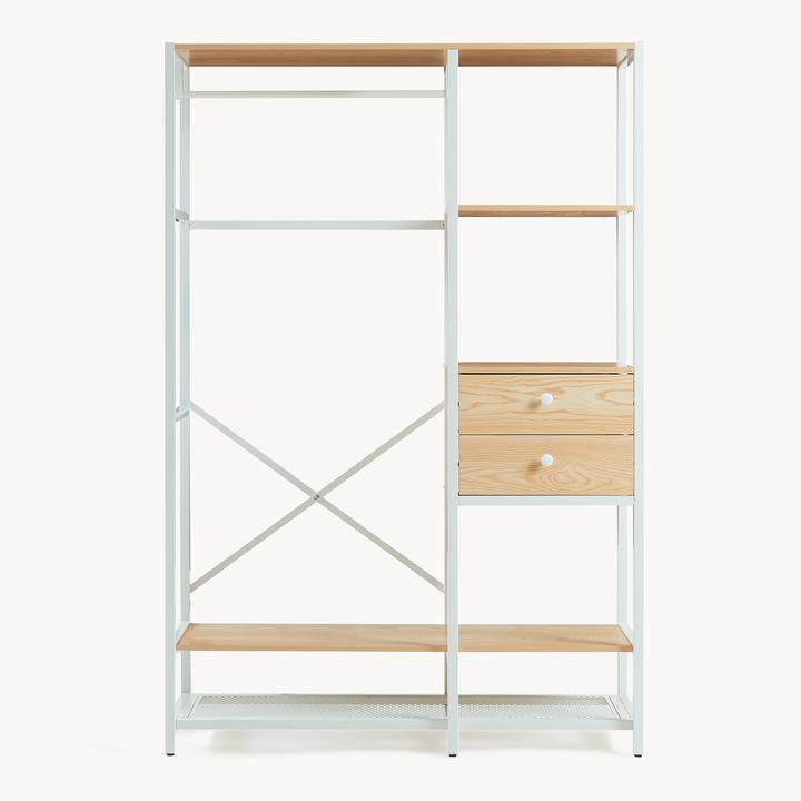 Produktbild En.Casa Garderobenständer Larem 180x120x40 cm Weiss/Eicheoptik