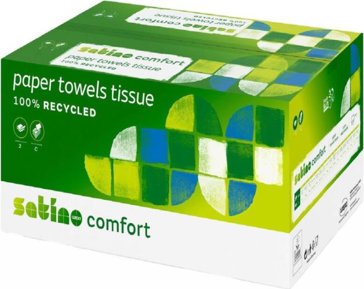 Produktbild Wepa Handtuchpapier Comfort, 250 x 330 mm, hochweiss 2-lagig Tissue, C-Falzung, 100% Recycling, Flächen- (3072 x)