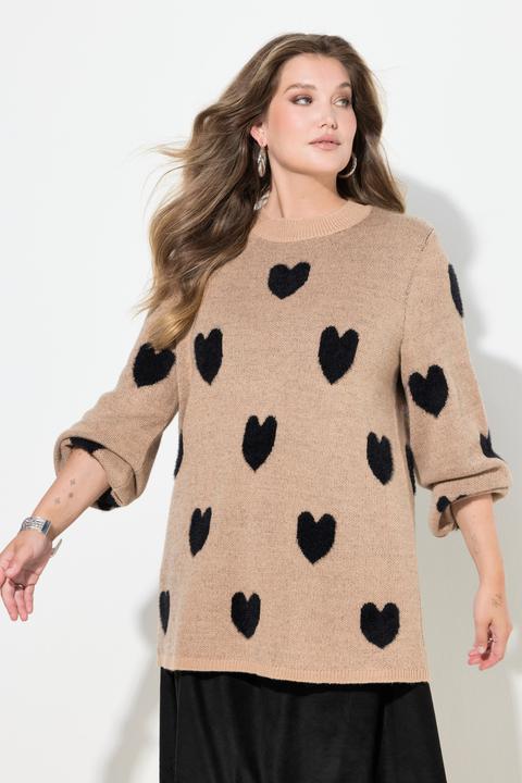 Produktbild Miamoda Pullover, bequeme Passform, Herzen, Stehkragen (46, 48)